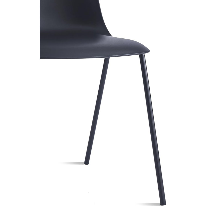 Kyoto Minimalist Industrial Stackable Plastic Dining Chair with Metal Leg, Quick Assembly, Suitable for Indoor and Outdoor Cafes and Restaurants (Set of 4)