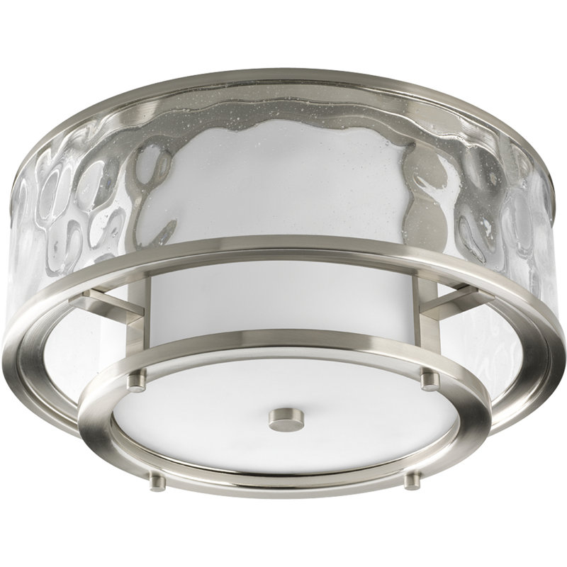 Plafonnier encastré à 2 lumières avec abat-jour Rawson, Nickel brossé, H 7,37 po x l 15 po