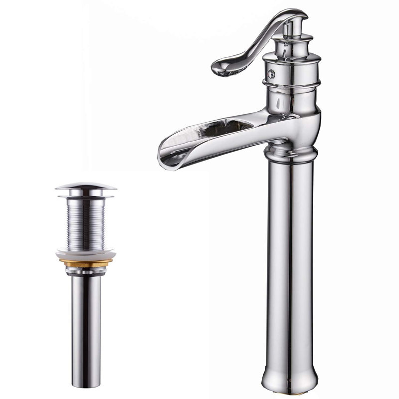Waterfall Single Hole Single-Handle Vessel Bathroom Faucet, Polished Chrome