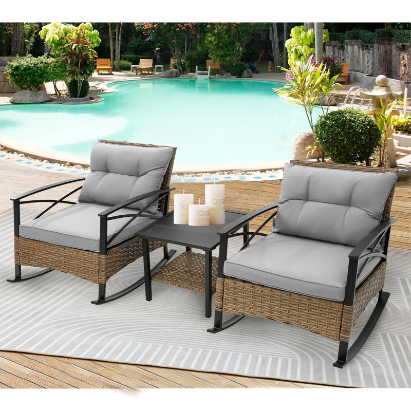 Chaise berçante en métal Xaira, Gris