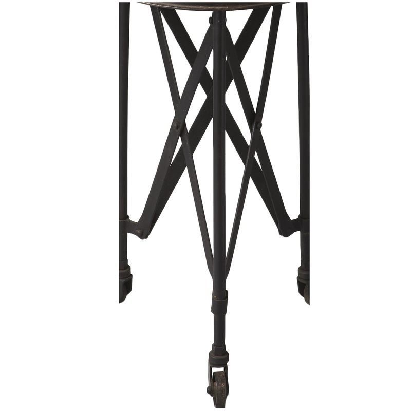 Jerlisha Iron Wheel End Table, Gold Industrial Chic