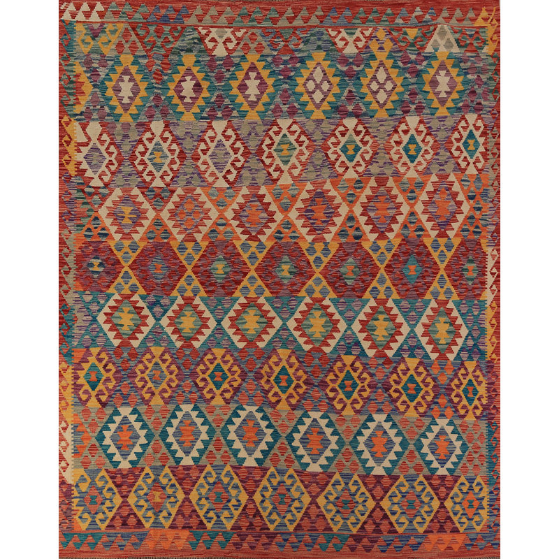 Tapis oriental kilim en laine à tissage plat 8 x 10
