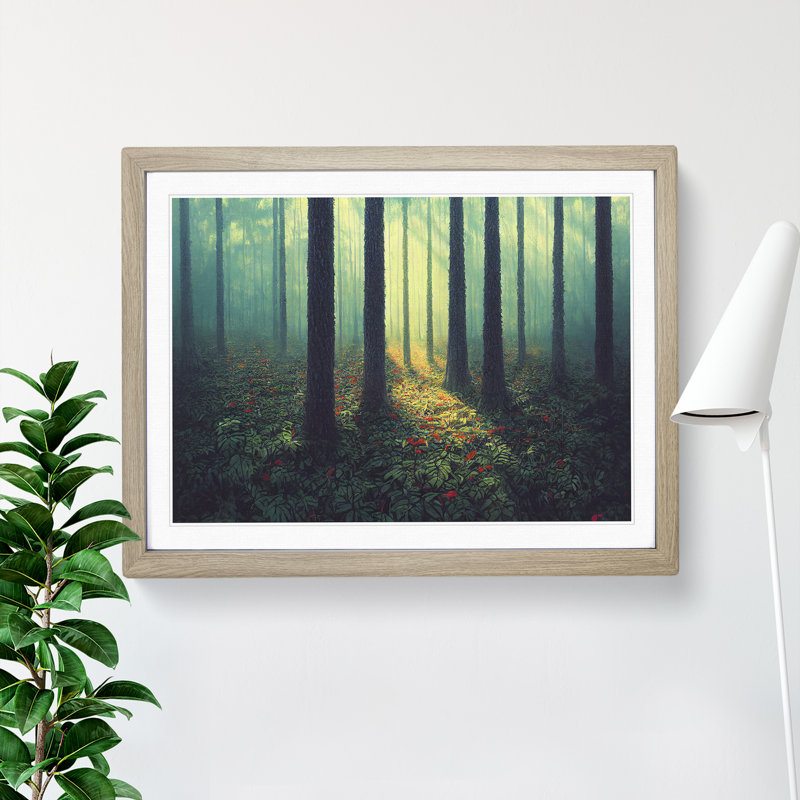 A Victorious Summer Forest - Single Picture Frame Print, 46cm H x 64cm W x 2cm D, Oak Framed