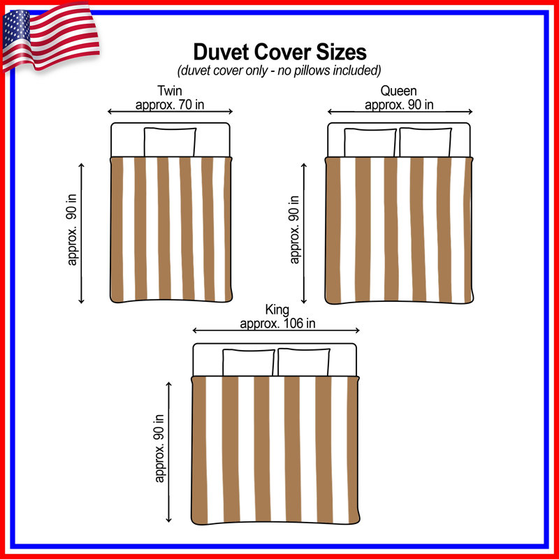 Brown Vertical Stripes Duvet Covers, Grand lit