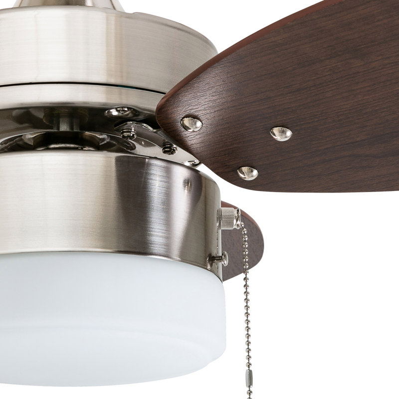 Ventilateur de plafond à DEL 3 pales avec ensemble d'éclairage inclus Ocean Breeze, Nickel brossé
