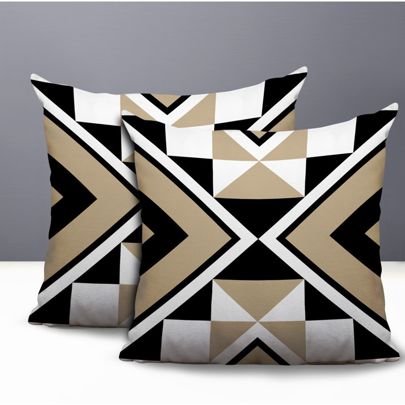 Oreiller réversible intérieur / extérieur Stan, 18x18, Black/Beige