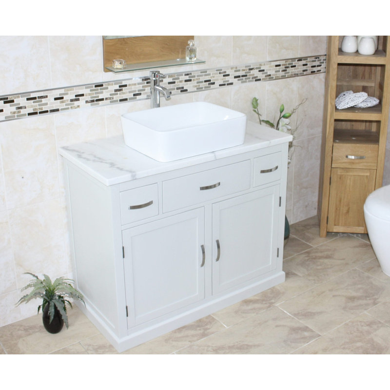 Roderick 1000mm Single Bathroom Vanity with Basin, White Marble, Grey