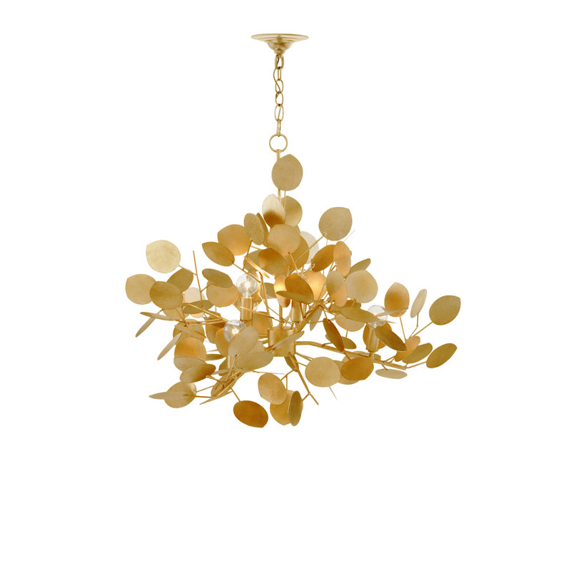 Lunaria 6 - Light Chandelier, Contemporary Silver Leaf