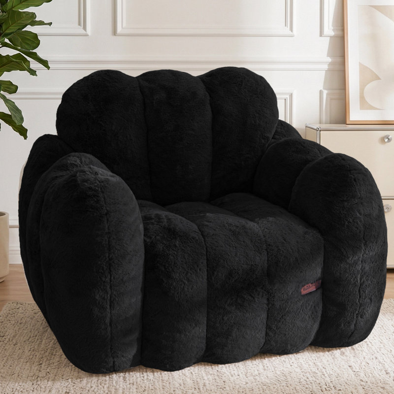 Fauteuil à billes en forme de nuage, Black-Corduroy