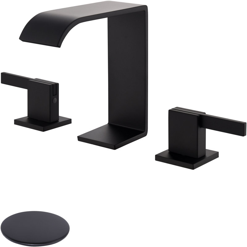 Robinet pour salle de bain à 2 poignées à 2 poignées avec drain, Noir mat