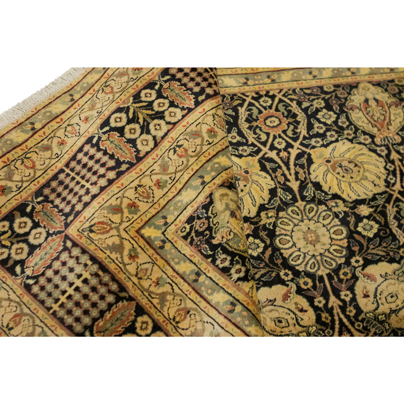 Hand Knotted Wool Area Rug in Black