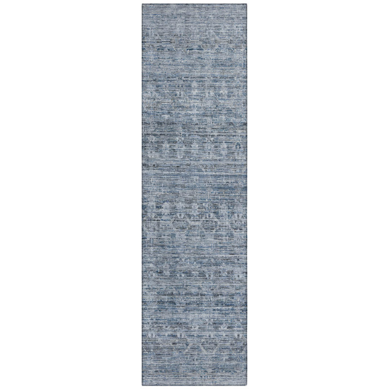 Machine Washable Indoor/Outdoor Xhevrie Blue Rug, Runner 2'3" x 7'6"