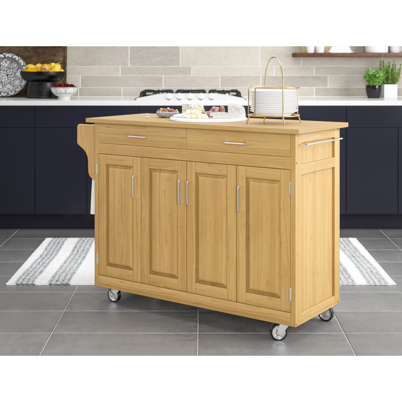Littrell Kitchen Island, Natural/ Begie Solid + Manufactured Wood