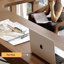 Nut-brown L-Shaped Solid Wood Writing desk-1831339521-1831339548