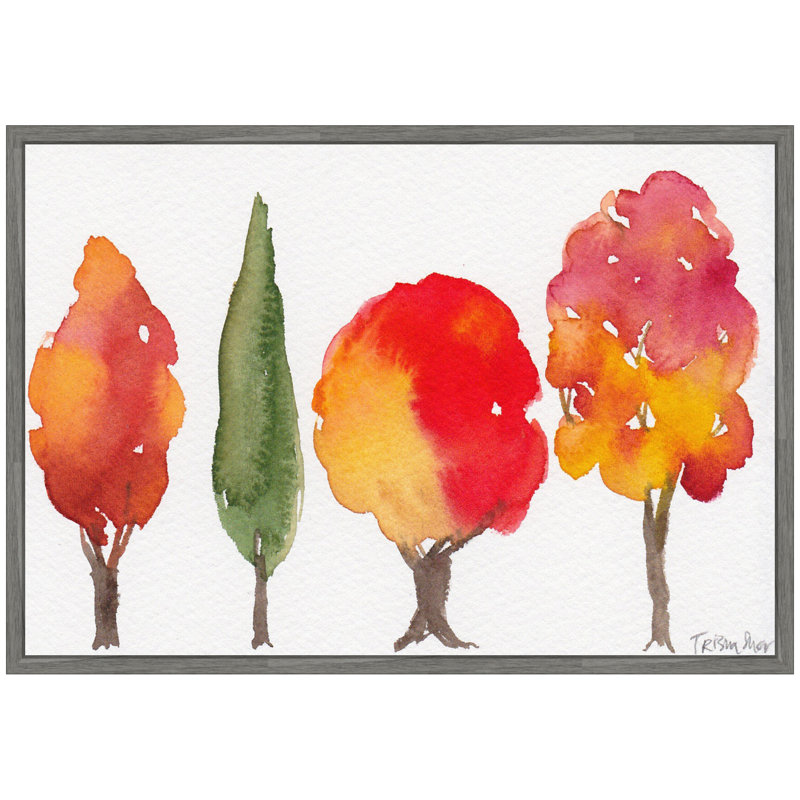 "Watercolor 4 Fall Trees" par Patricia Shaw, reproduction d'art sur toile encadrée