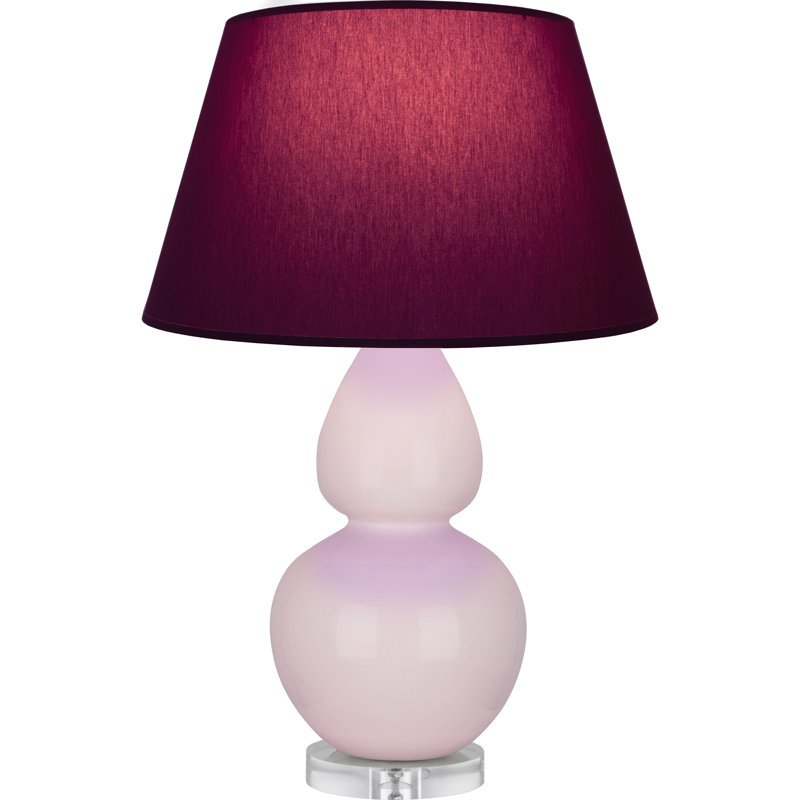 Double Gourd Table Lamp, Navy with Gray Lining, Sugar Plum Glazed/Silver