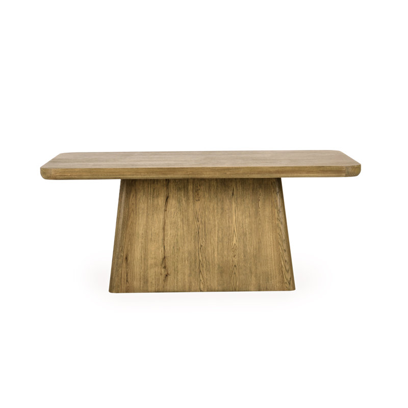 Pedestal Dining Table, Light Brown, 30" H x 71" L x 39" W