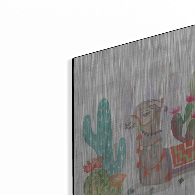 Art mural en métal luxueux «Lovely Llamas I» par Mary Urban, 24 po x 24 po, H 12 po x l 12 po