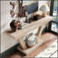 Banc de 60 pouces pour entrée en bois vieilli avec rangement à 2 niveaux en placage de bois massif, conception rustique large pour le couloir et le salon-718140364