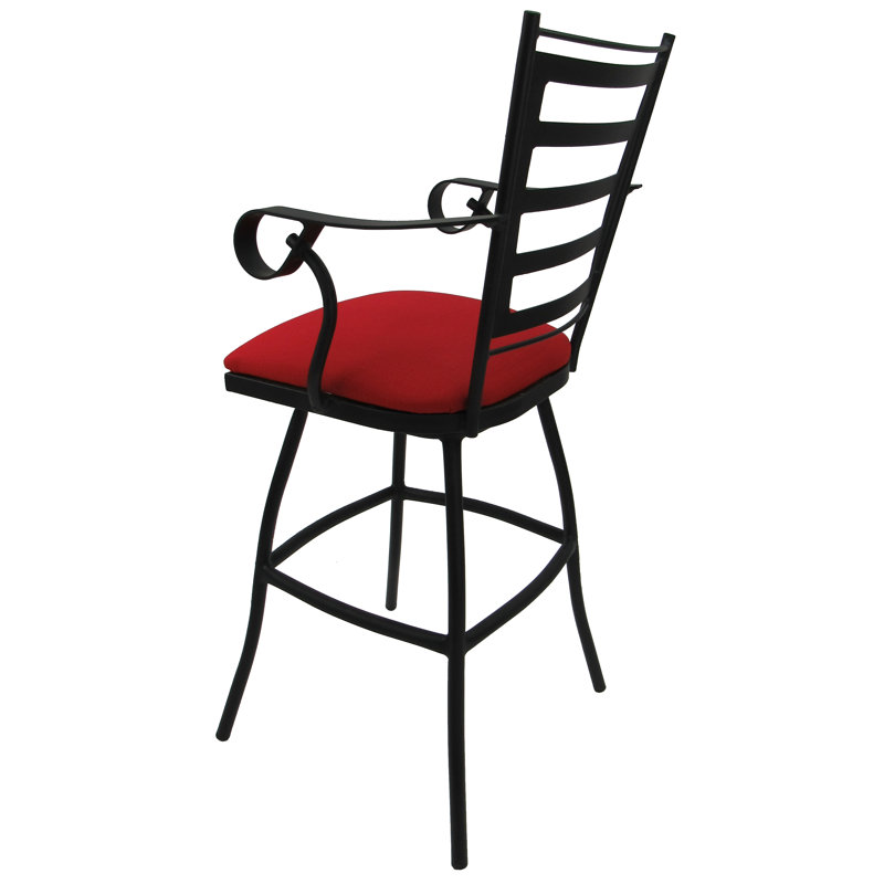 tabouret de bar pivotant 30" avec coussin d’extérieur Darin, Rouge