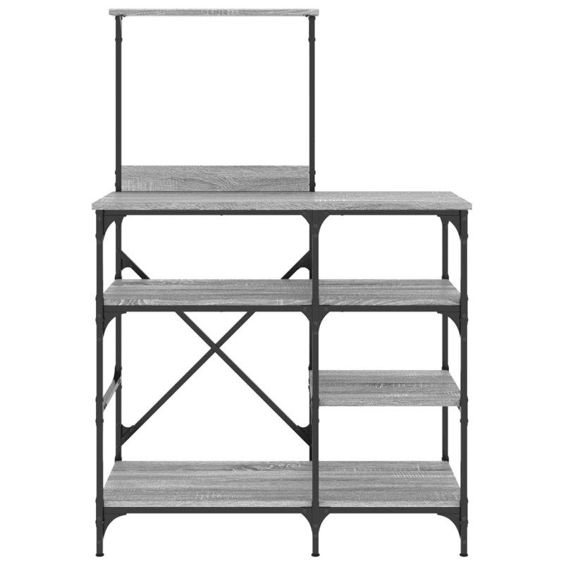Baker's Rack 90X40x132 Cm Engineered Wood And Metal, Grey Sonoma