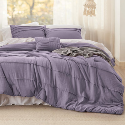 Bedsure Pinch Pleat Comforter Set Boho Bed-in-A-Bag Bedding Set with  Pillowcases for All Season