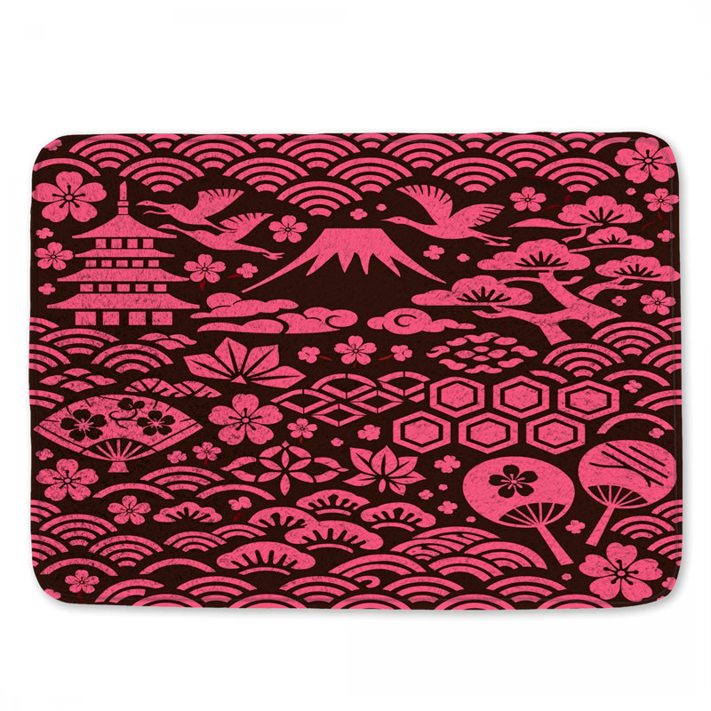 Tapis de bain à motif japonais, L 34 po x L 21 po