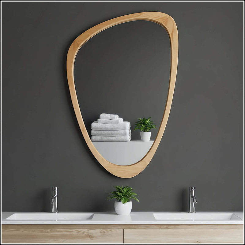 Miroir irrégulier en bois massif de couleur chêne (20 x 30)