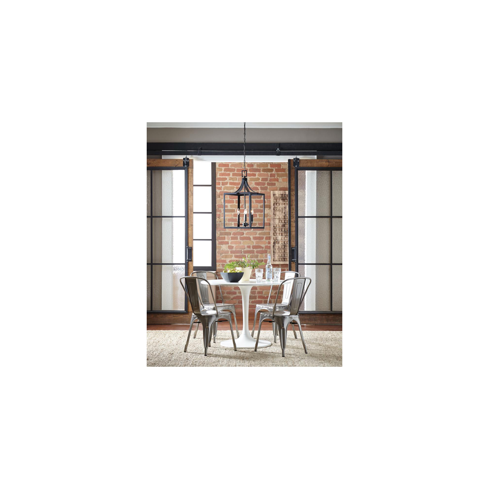 Carla 3 - Light Metal Dimmable Lantern Chandelier, 23.5" H x 12" W x 12" D, Black, No