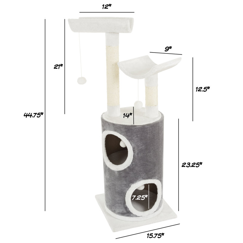  PETMAKER 45in Cat Tree with Kitty Condo, Grey