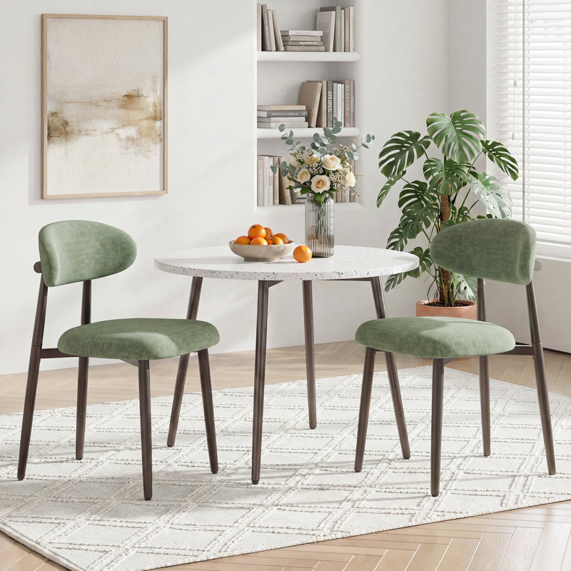 Upholstered Dining Chair, Fabric Green