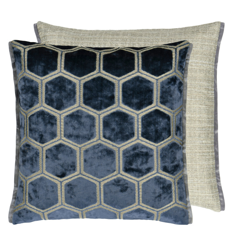 Manipur Velvet Decorative Pillow, Midnight, 17"H x 17"W