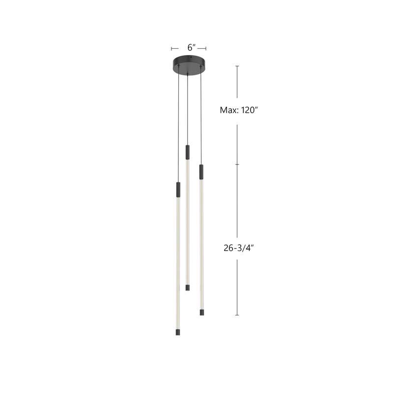 Motif 3 - Light LED Pendant, 26.75" H x 5.5" W x 5.5" D, Chrome