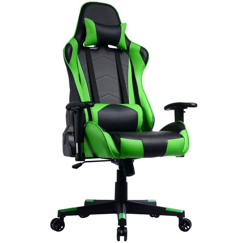 Fauteuil de jeu de style pilote de course, vert