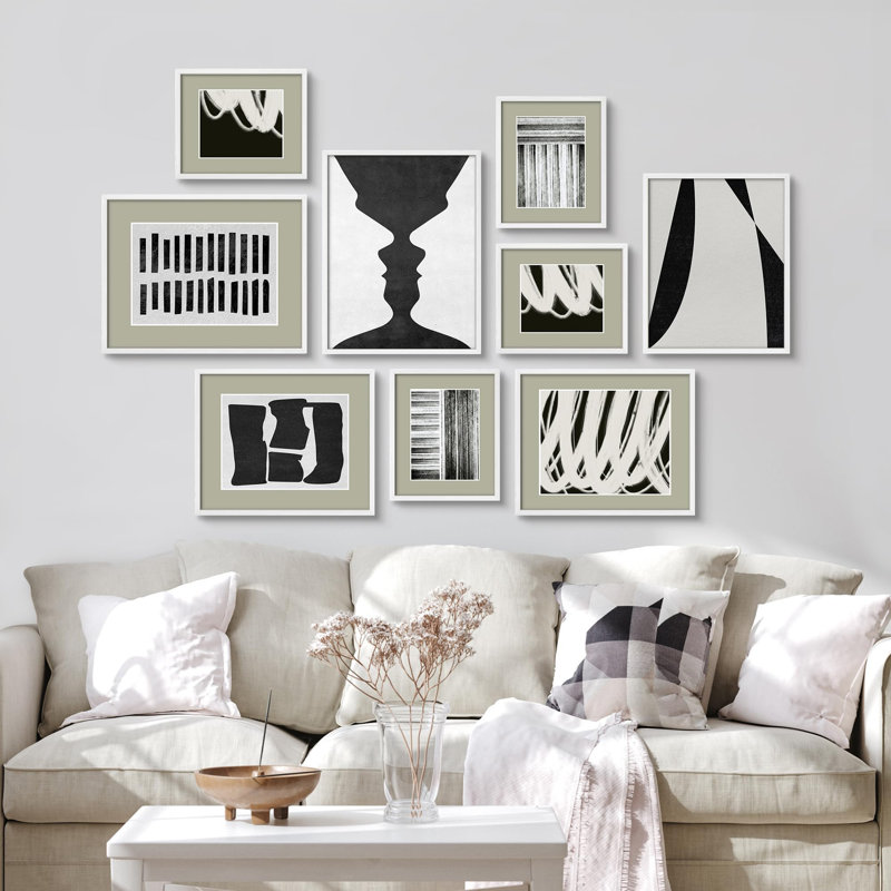 Monochromes, illustrations abstraites, art moderne, petit décor, Blanc