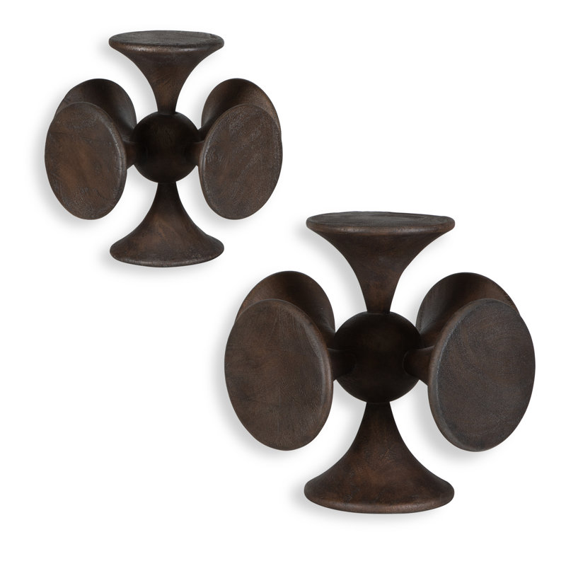 Balanced Harmony Dark Wooden Sculptures, Set/2