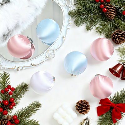 15Pcs Satin Christmas Balls Ornaments,Velvet Christmas Balls Set ,3.15 Inch Plastic Shatterproof Xmas Hanging Ornaments Decorations, Christmas Ball Set For Christmas Tree Holiday Decor