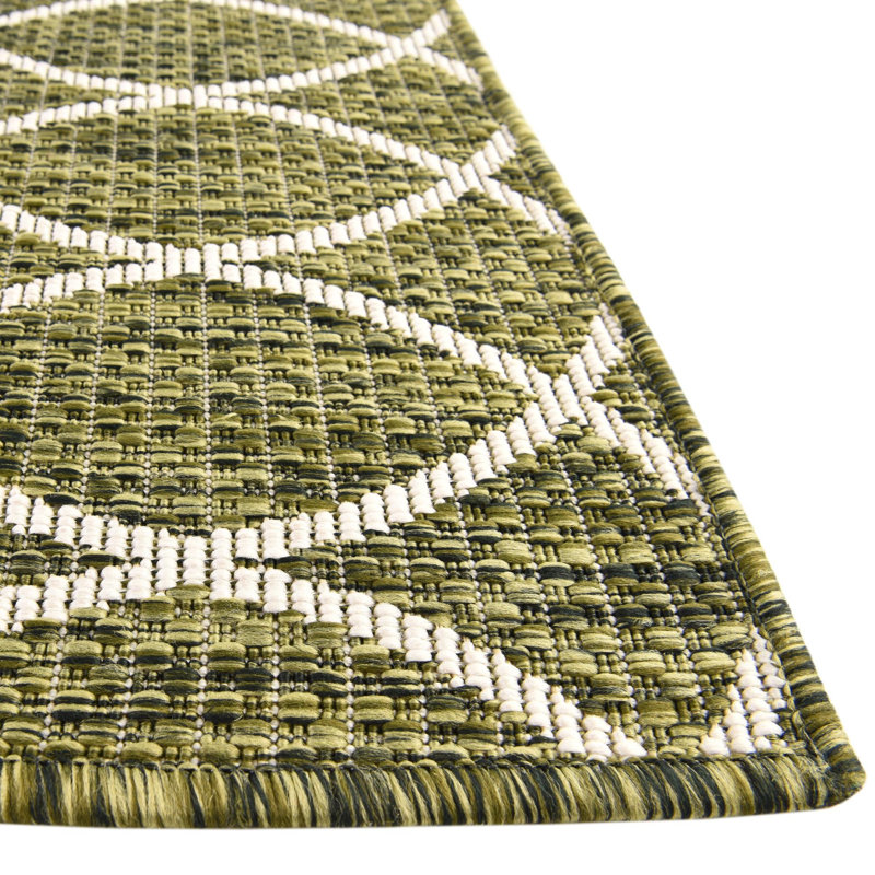 Tapis géométrique intérieur / extérieur vert, Rectangle 4 pi x 6 pi