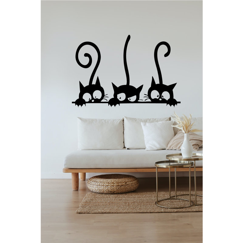 Cat Pattern Vinyl Wall Decal - Removable Peel & Stick Inspirational Quote Art for Living Room, Bedroom, Kitchen, Office - Cat Lovers Gift Idea & Themed Home Décor Sticker