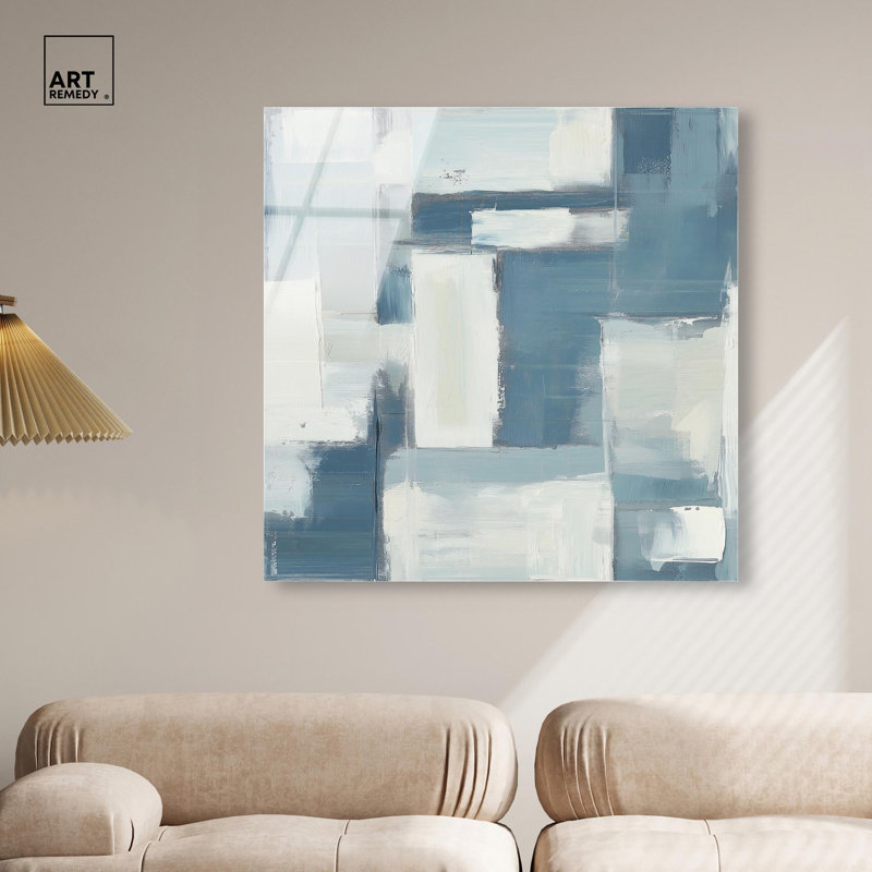 Art abstrait bleu déconstruit bleu III par Art Remedy, prêt à être accroché, H 40 po x l 40 po