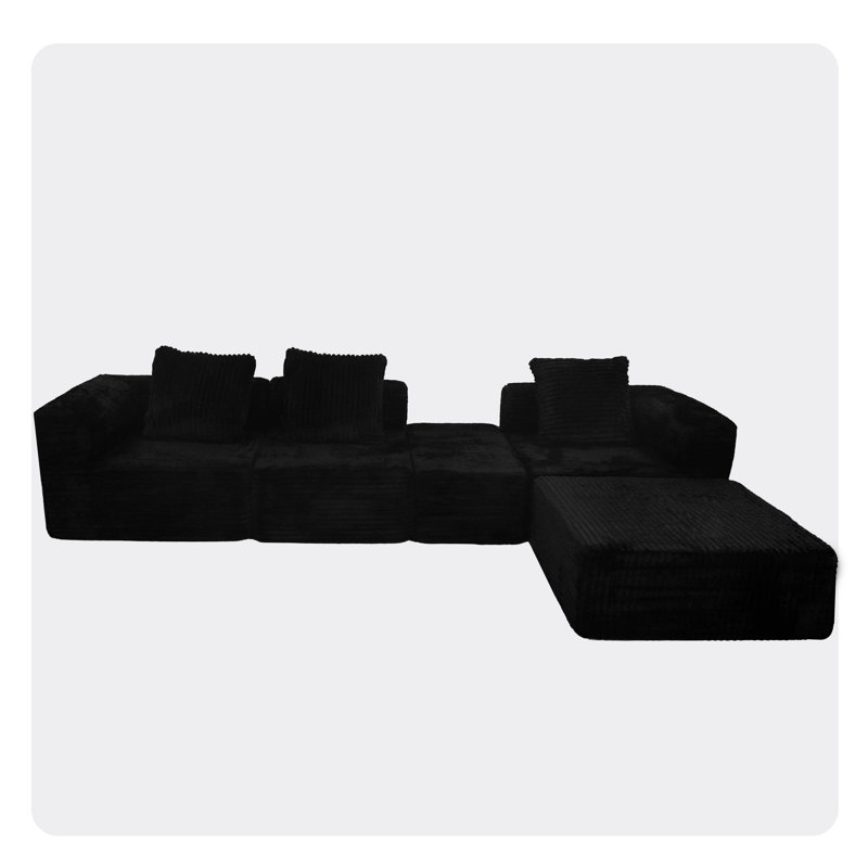 Boneless Oversized Chaise Cozy Plush Velvet Modular Sofa For Living Room