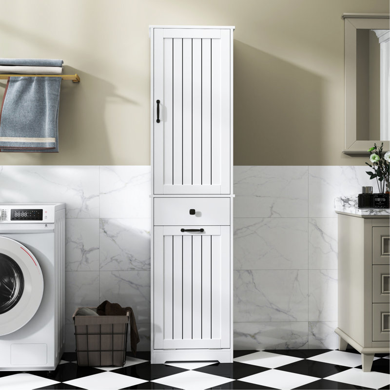 Armoire à linge compacte blanche avec rangement efficace et système de tablettes suffisant pour les petits articles