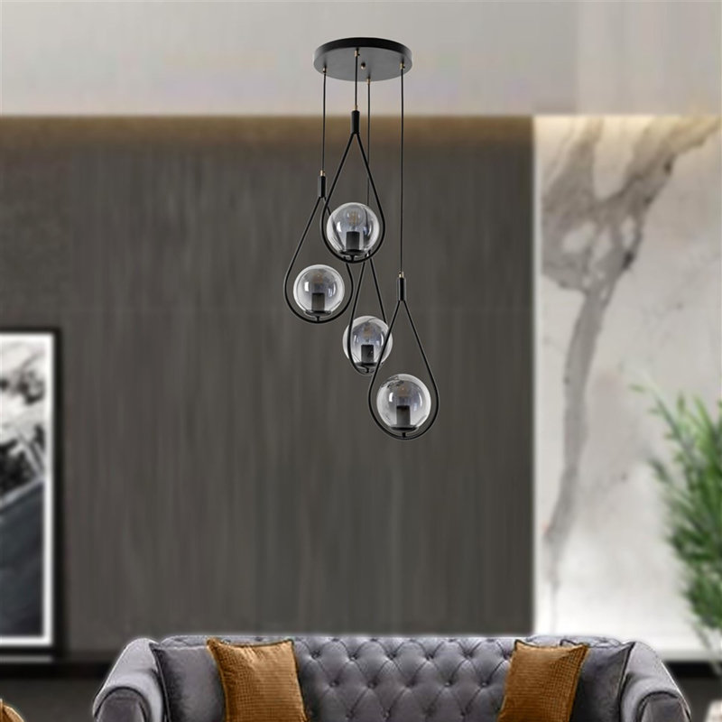 Lustre industriel scandinave, métal noir, 27,6 po x 11,8 po | Fabrication 100% métal, peinture séchée au four et revêtement en culbutage | Douille E27, 40 W maximum | Éclairage élégant pour une décoration intérieure moderne et une ambiance esthétique