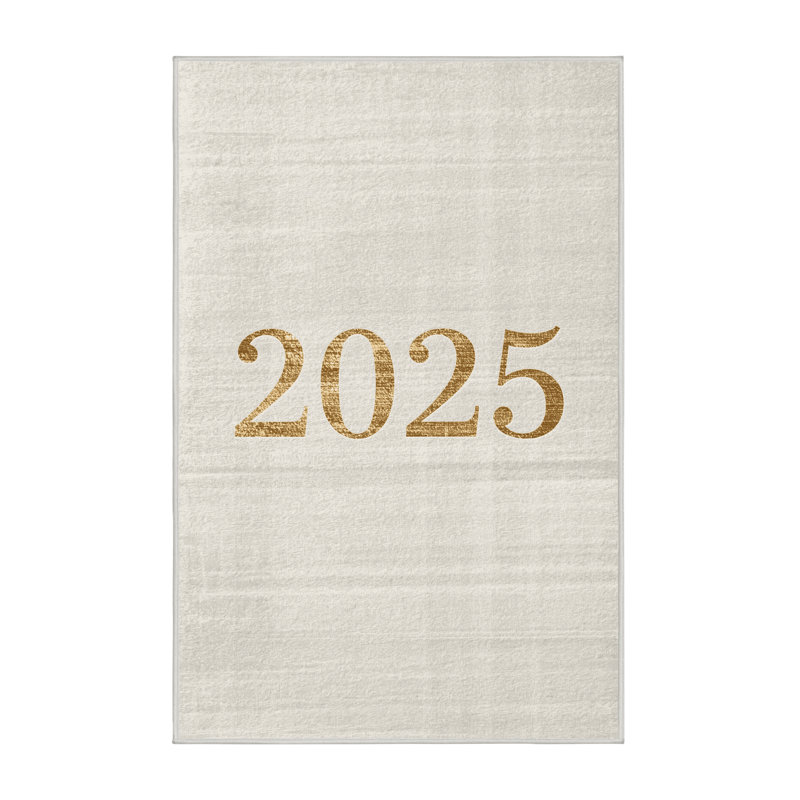 Tapis beige moderne et contemporain lavable à la machine Bleigh New Years, 6 X 9