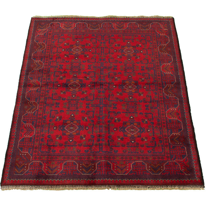 Tapis de zone en laine rouge/noir 5 pi 1 po x 6 pi 4 po one-of-kind-noué la 2019s esari Allaina