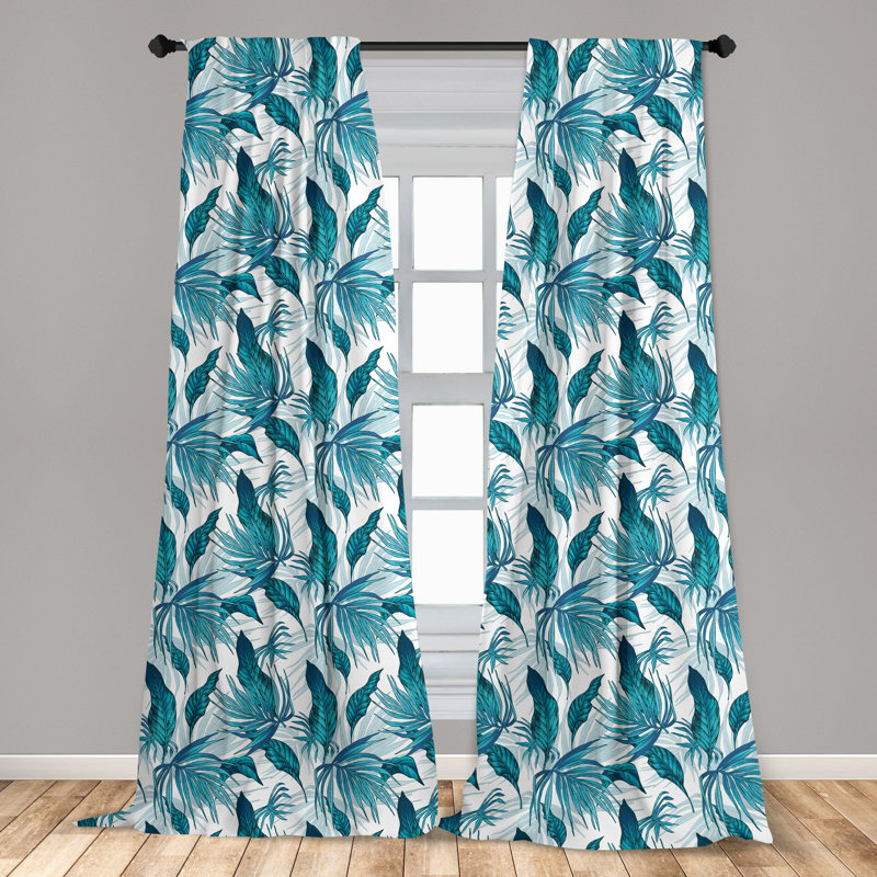 Leaves Floral Semi-Sheer Rod Pocket Curtain Panels, 28" x 63"