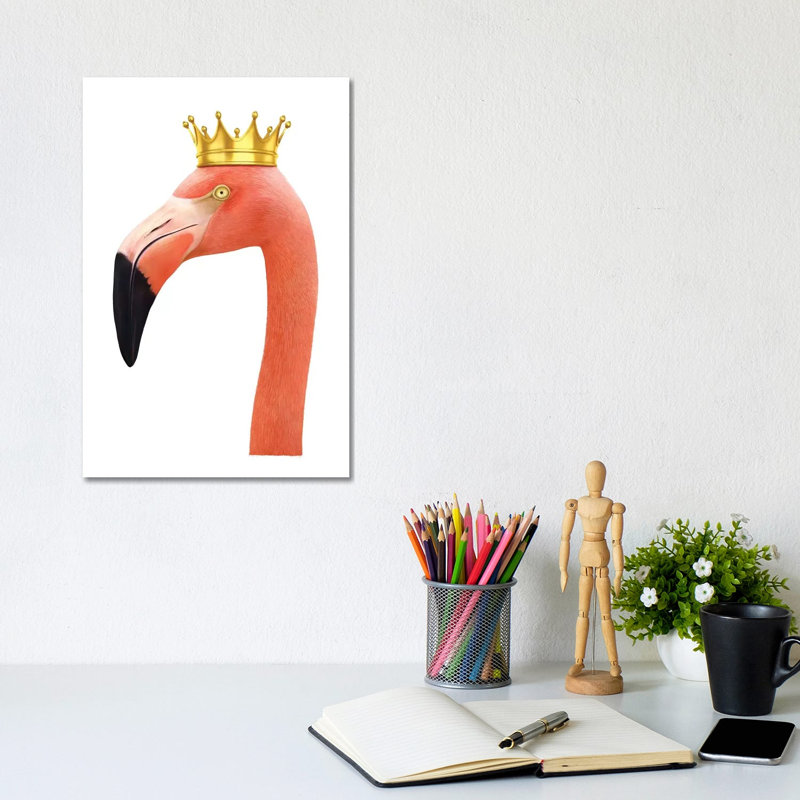 King Flamingo 1 Piece Wrapped Canvas Painting, 30.48cm H x 20.32cm W x 1.905cm D
