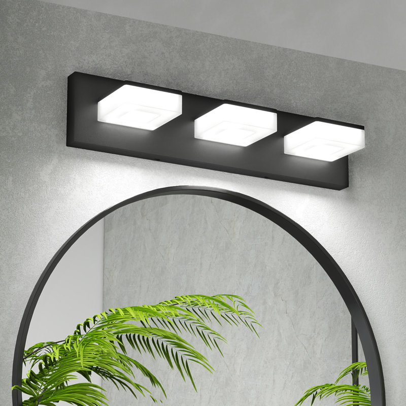 Luminaires de salle de bain modernes à DEL à DEL, luminaires muraux modernes en acrylique noir mat au-dessus du miroir