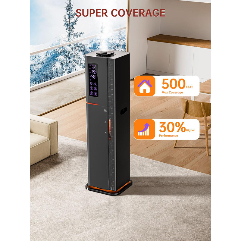 Black Dual Mist Humidifier with LED Control Panel and Remote