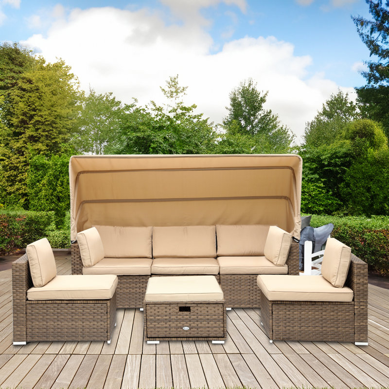 Enevold 82.28'' Wide U-Shaped Metal Patio Sofa with Cushions